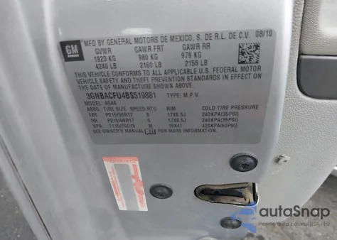 2011 Chevrolet Hhr Lt z USA, uszkodzony, nr VIN 3GNBACFU4BS519881